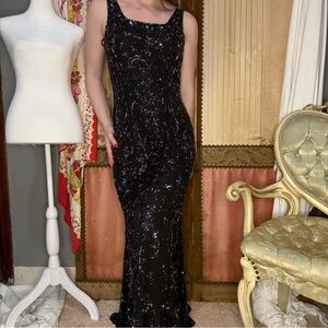 Sean Collection Black Beaded Maxi Gown